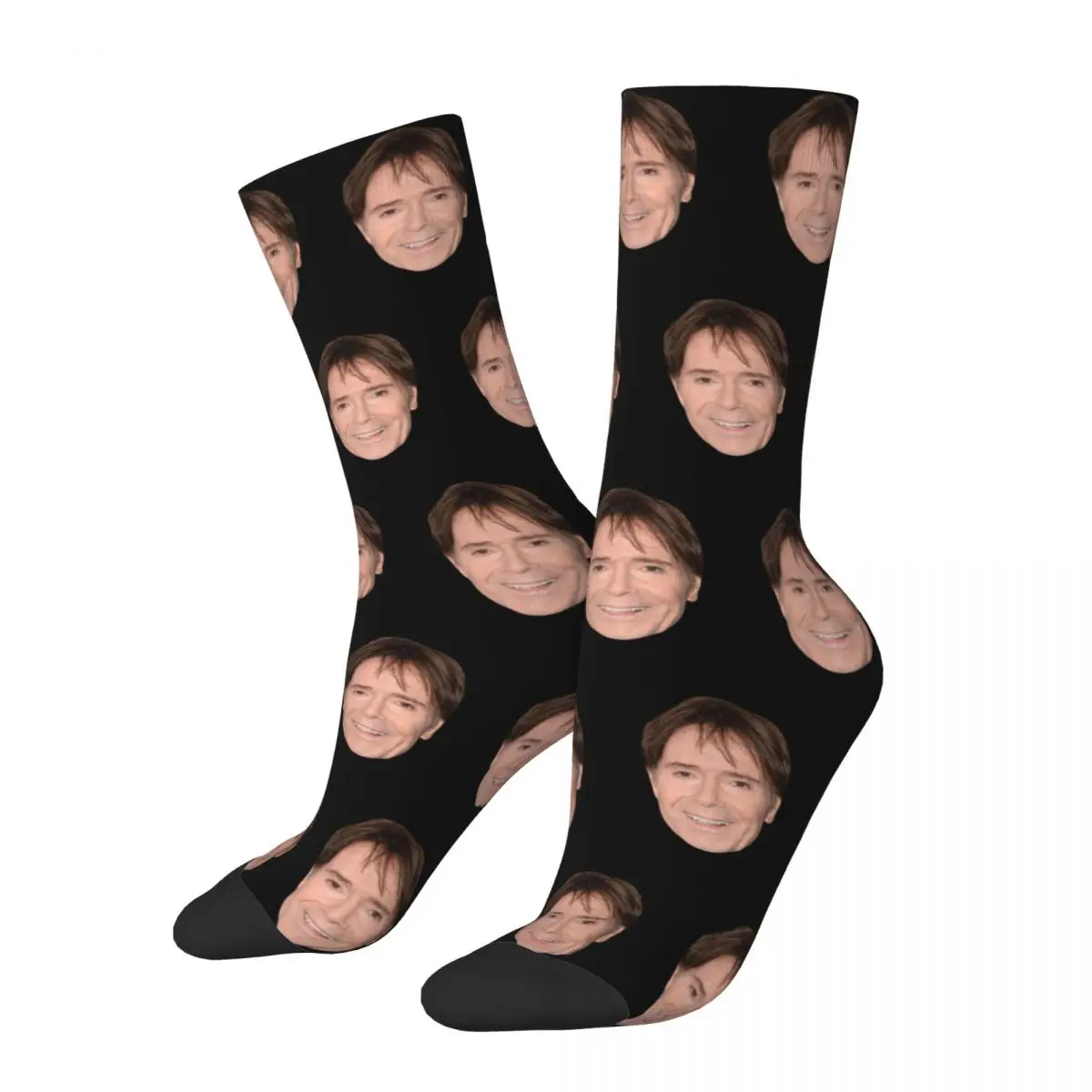 Funny Cliff Richard Smile Basketball Socks Polyester Crew Socks for Unisex Sweat Absorbing