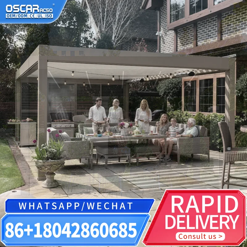 3x3 3x4 4x6m Customized Adjustable Aluminum Louvered Waterproof Gazebo Motorized Pergola for Garden Backyard Patio pergola
