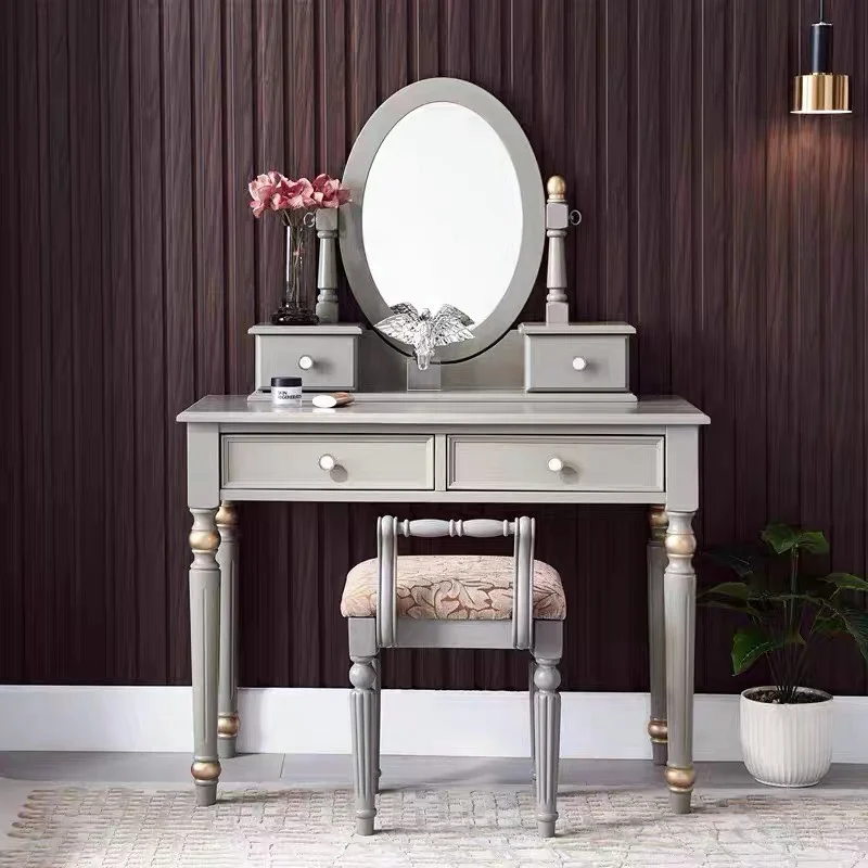 

Small Natural Wood Dressing Table Aesthetic Nordic Modern Bedroom Dressers Luxury Princess Tocador Maquillaje Bedroom Furniture