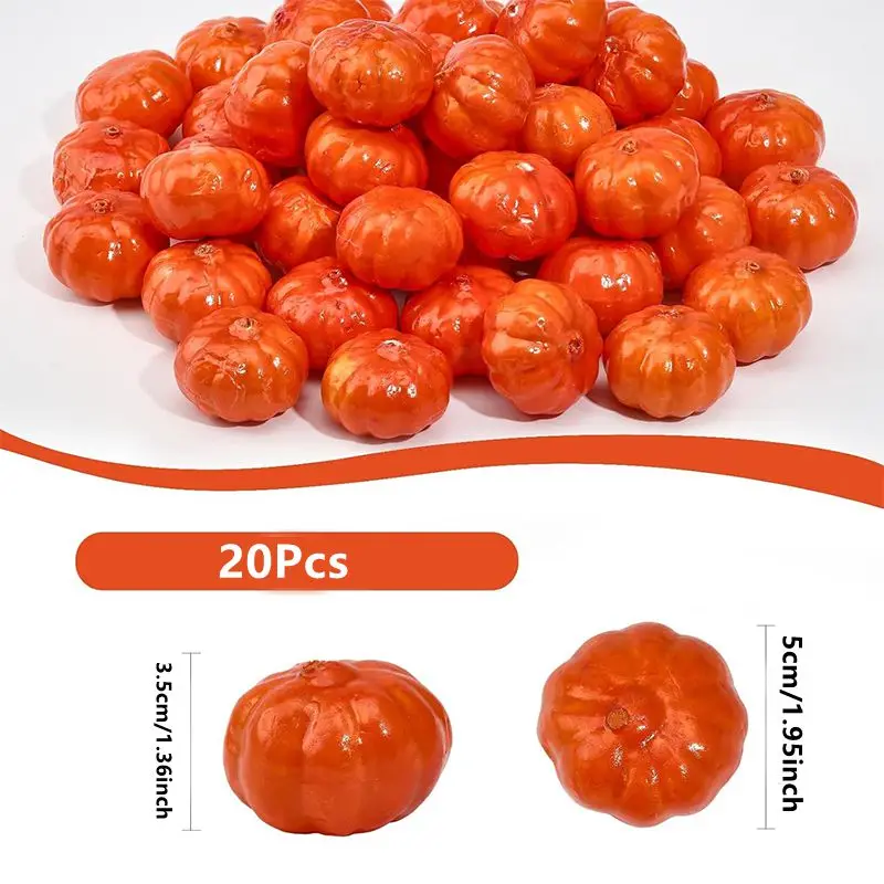 20/30 Stück Mini-Kürbis-Kunststoff, künstliches Gemüse für Ernte, Herbst, Party, Heimdekoration, Weihnachten, Esstisch, Mitteldekoration – Detail 2