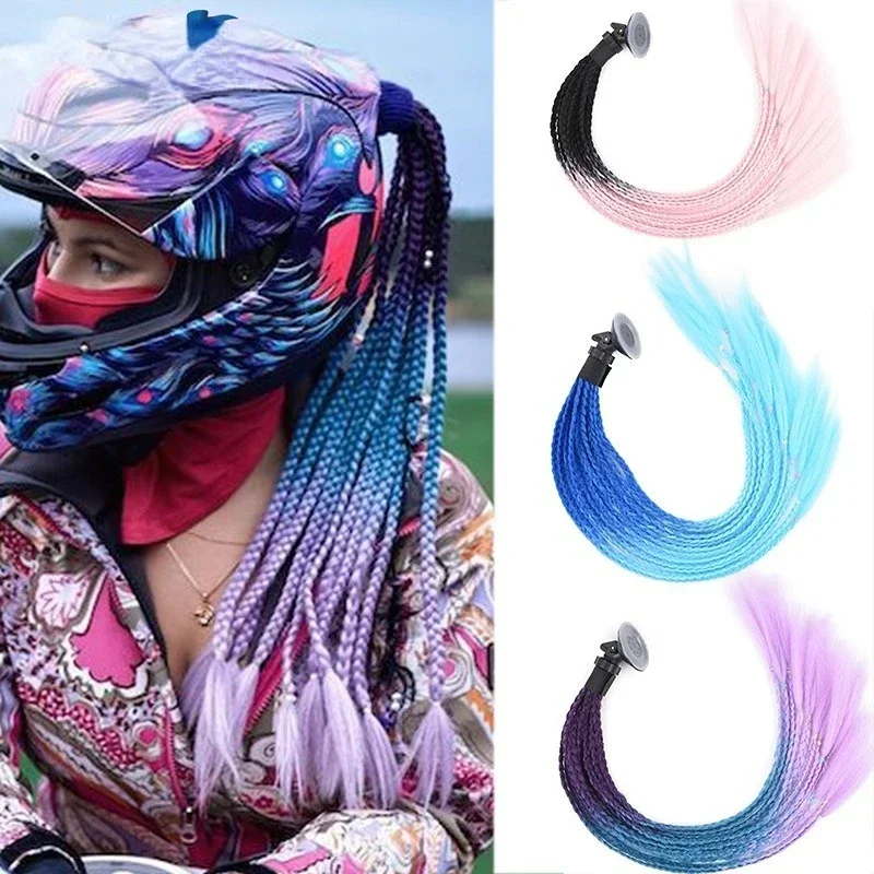 2022 New Motorcycle Helmet Braids Ladies Braids Motorcycle Helmet 13 Colors Double Twist Braid Ponytail Sucker Sticker