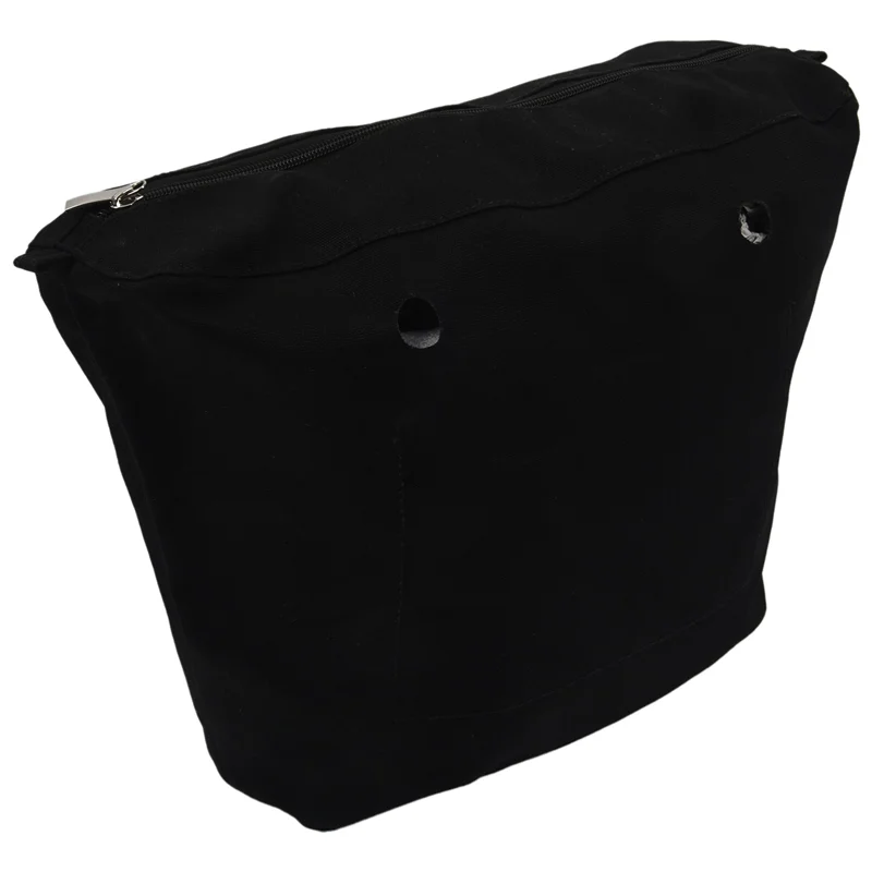 ABRT-2X Waterproof Solid Canvas Insert Inner Lining Insert Zipper Pocket For Obag O Bag Handbag Bag Black