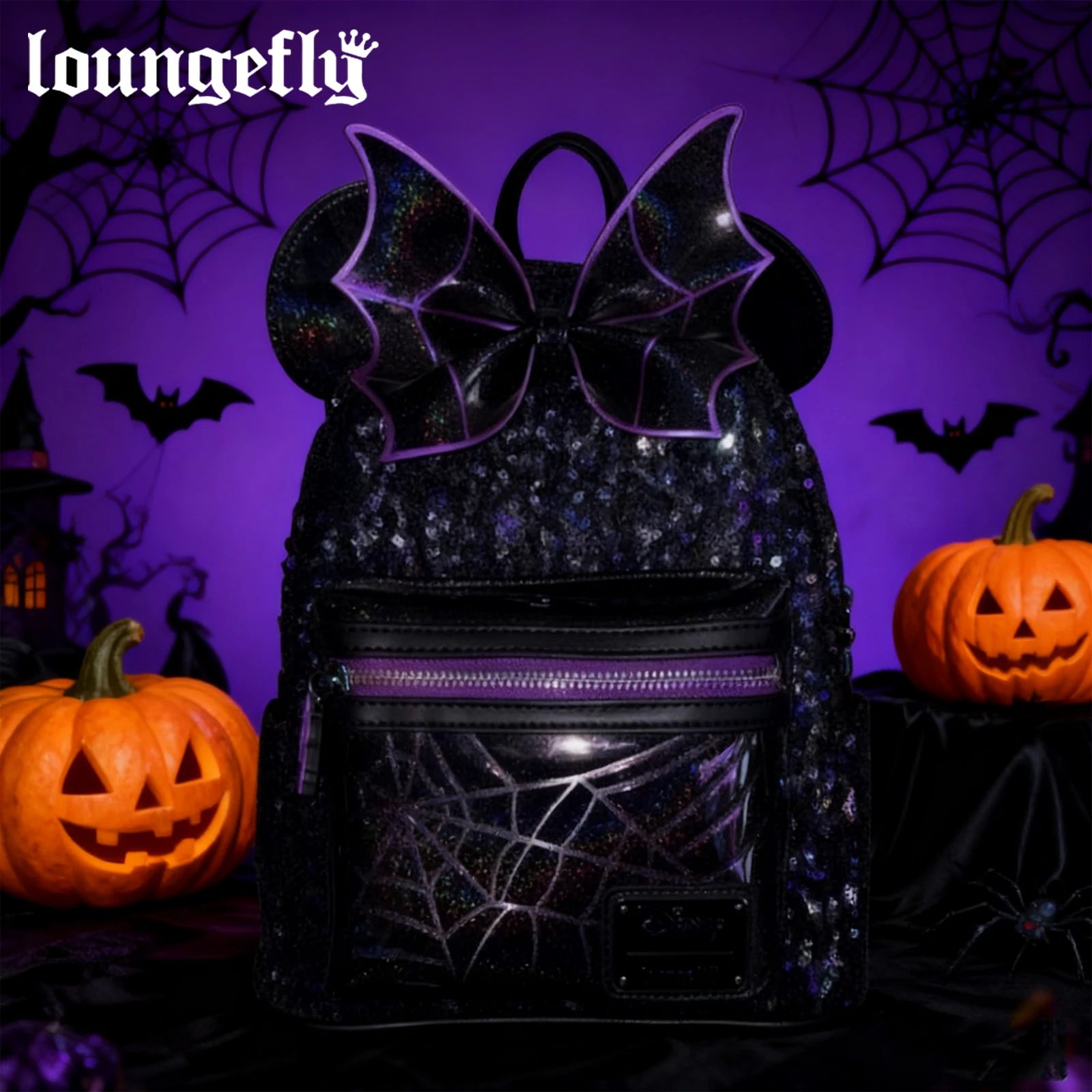 

Рюкзак Loungefly Disney на Хэллоуин с Минни Маус и паутиной и блестками