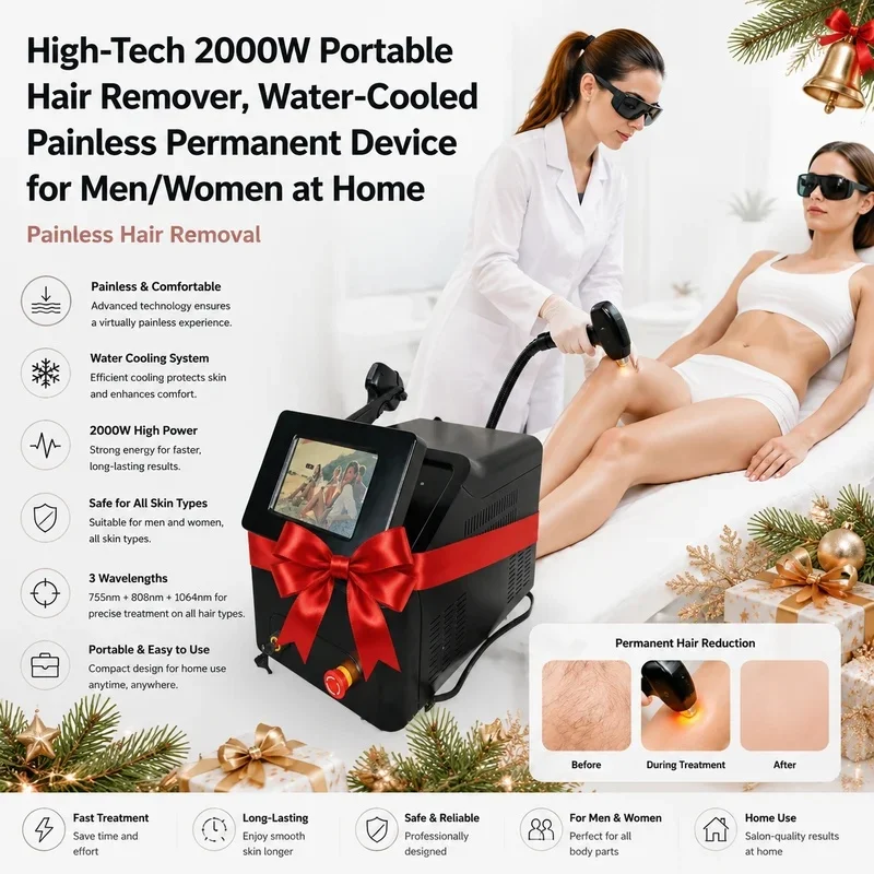 New Ice Titanium Diode Laser Hair Removal Instrument 4000W ND YAG 4 Waves 755/808/940/1064nm Professional Permanent Painless