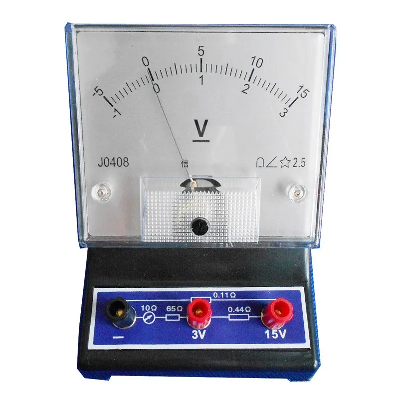 1pc DC voltmeter  2.5 level 3V 15V voltmeter pointer type  Physical electrical experiment instrument materials