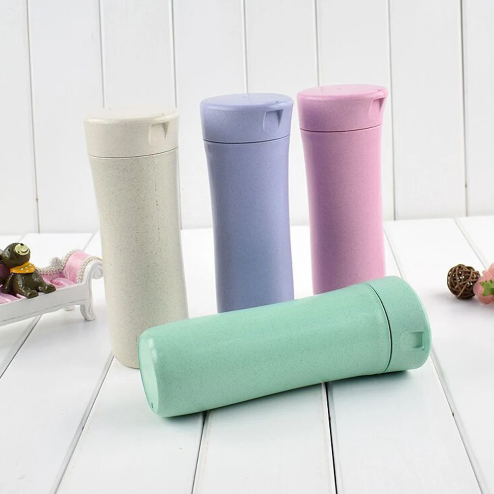 

2pcs Wheat Straw Water Bottle Coffee Cup Drinking Container Durable Mug Home Office Cafe Portable Student Bottle Hot Cold
