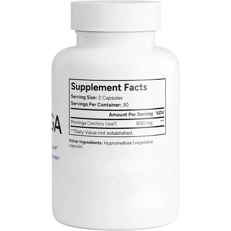 Pure Moringa Supplement -60 Capsules of Plant-based Superfood