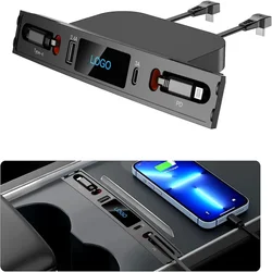 27W PD Type C Quick Charger LED Intelligent Docking Station USB Shunt Hub For Tesla Model 3 Y Console Smart Sensor 2023