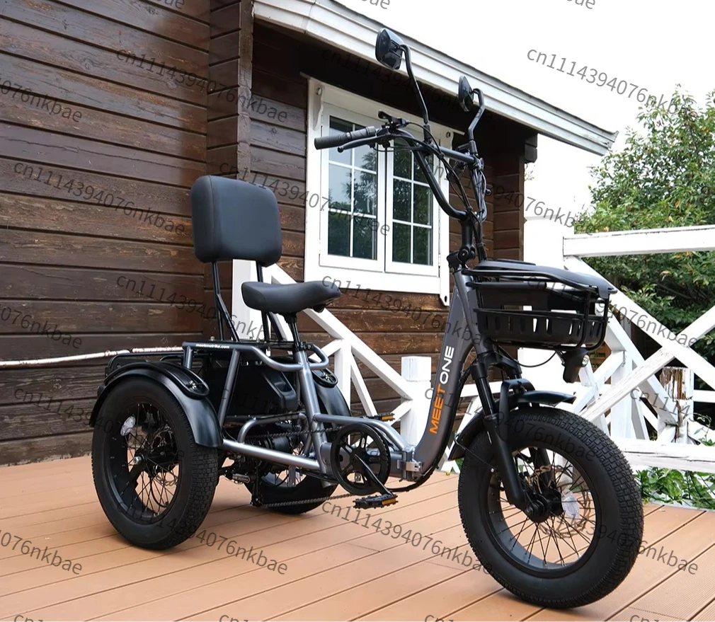 750W Mid Drive Folding Electric Cargo Trike, 48V45Ah Torque Sensor Electric Tricycle with Reverse Function