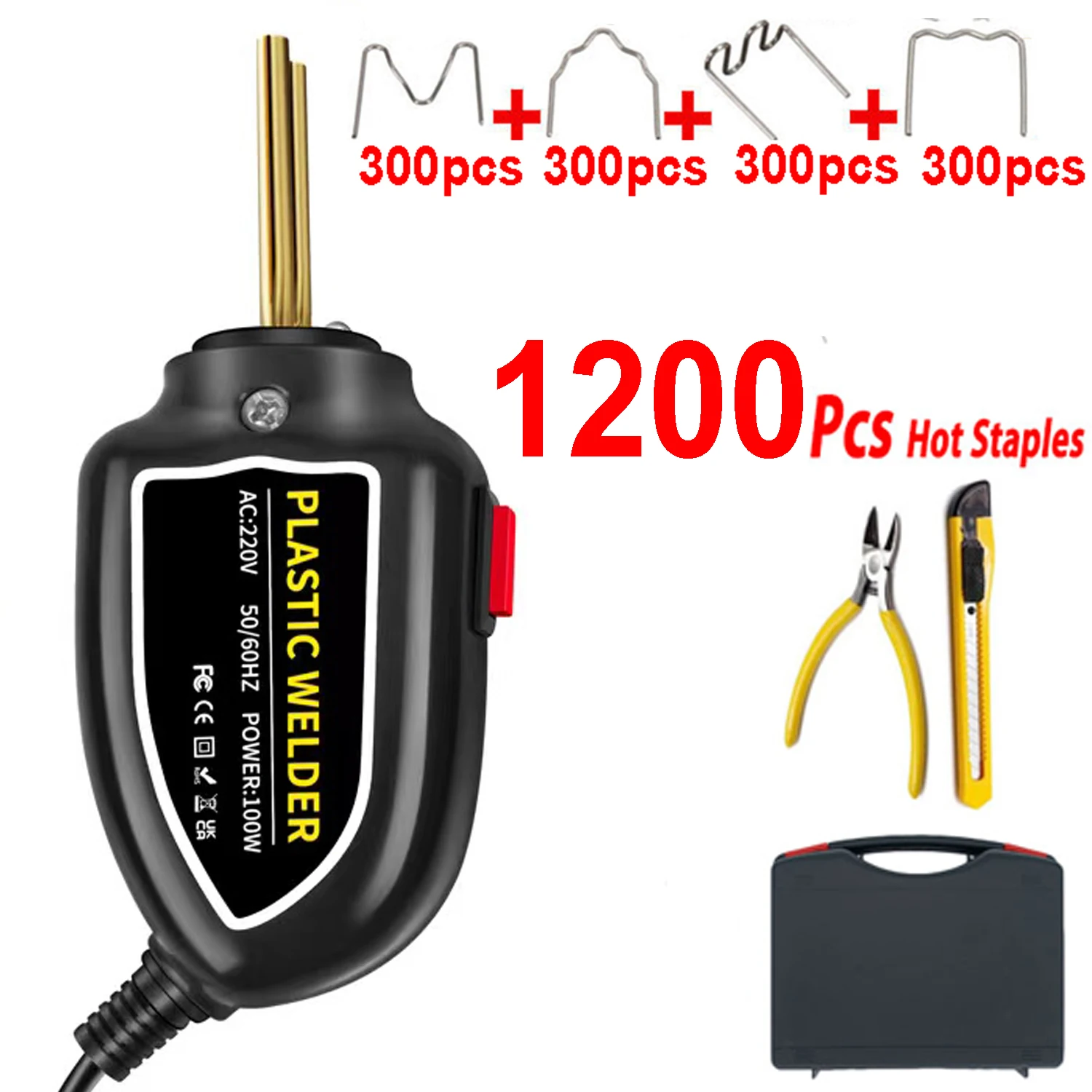 100W Portable Plastic Welder 110V/220V New Hot Air Gun Hot Stapler Plastic Welder Soldering Iron Nail Bumper Repair Car Tool Kit