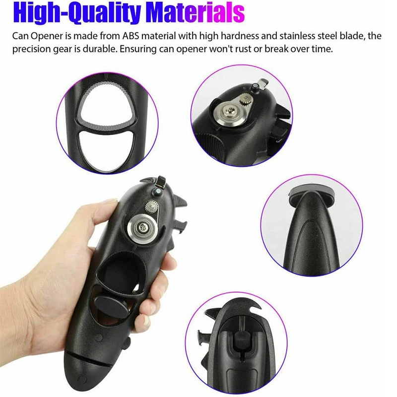 LMETJMA Multifunctional 8 in 1 Manual Can Opener Ergonomic Bottle Opener with Rotary Handle Portable Beer Wine Openers JT06