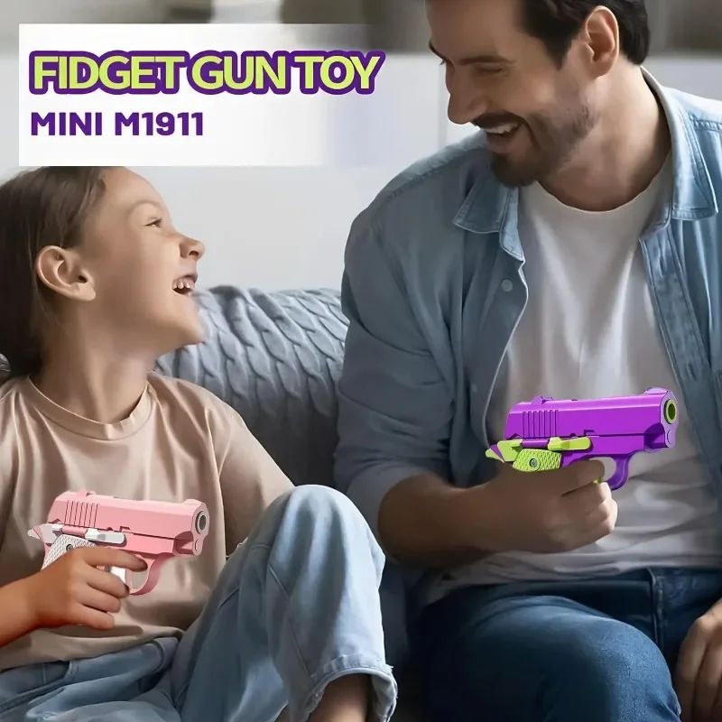 Nieuwe Aankomst Stress Relief Abs Plastic Mini 1911 3d Geprint Zwaartekracht Fidget Pistool Pistool Speelgoed Cadeau Promotie Speelgoed Voor Jongens