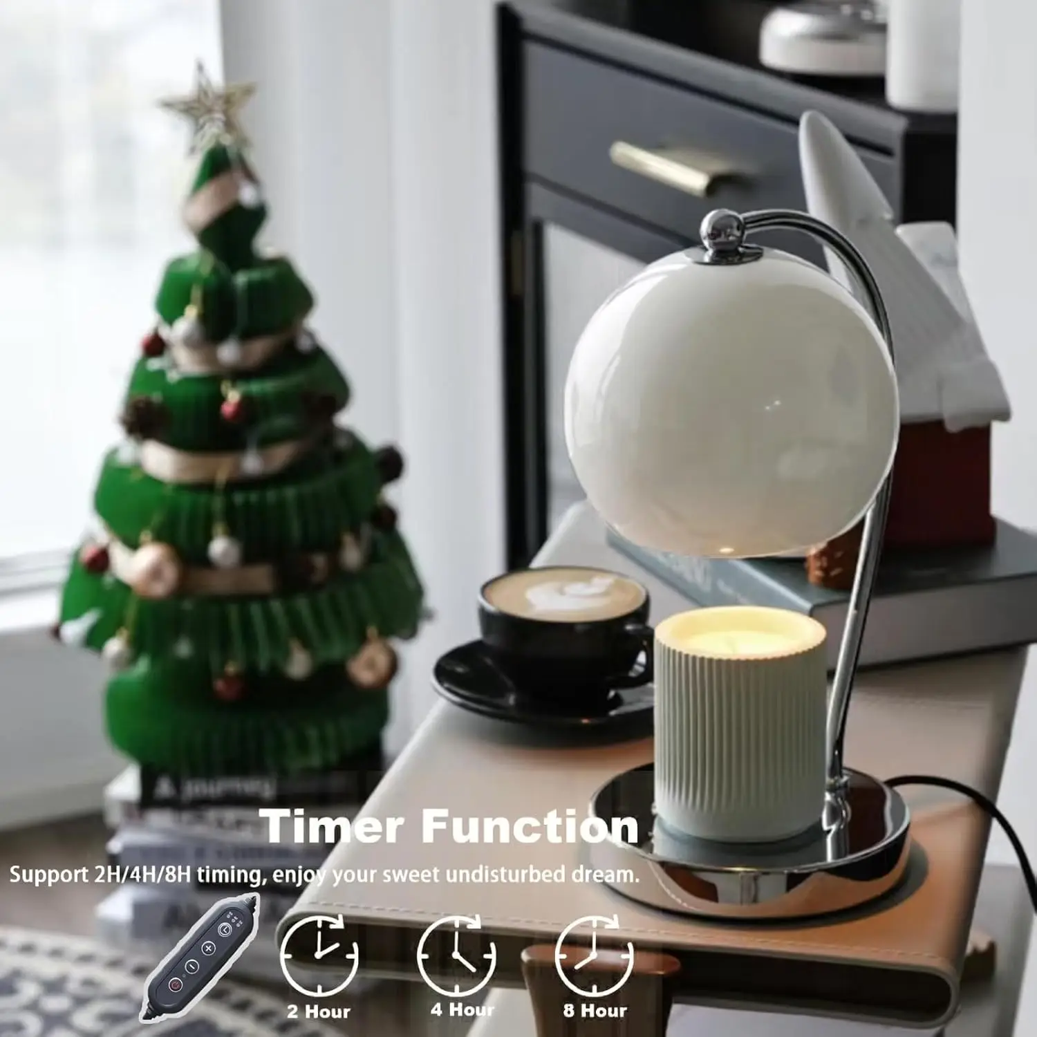 Fotografia 5: Lâmpada Moderna para Aquecer Velas, Lâmpada de Aquecimento de Velas com Base Larga, Timer e Dimmer, Decoração Artística para Casa