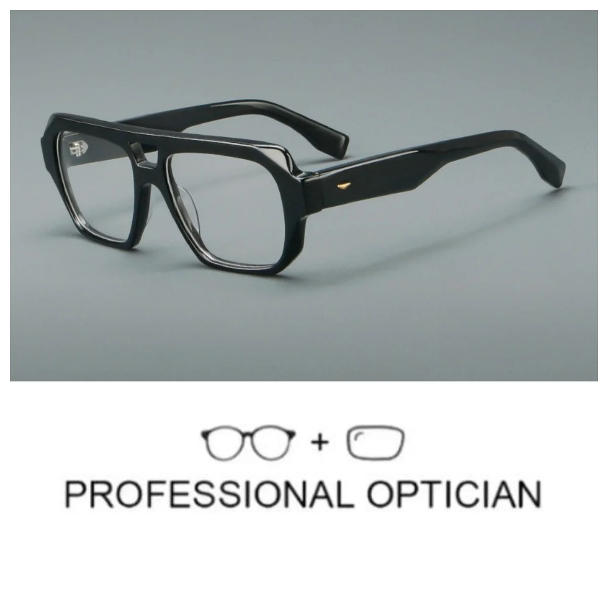 

Fashion Double Bridge Design Acetate Prescription Glasses For Men Pilot Optical Eyeglasses With Graduated Lenses