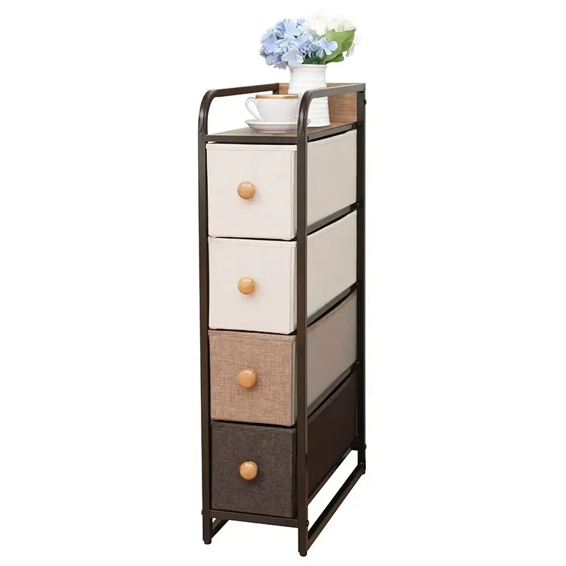 Living Room Furniture Fabric Organizer Unit Storage Chest 4 Drawer Cabinet