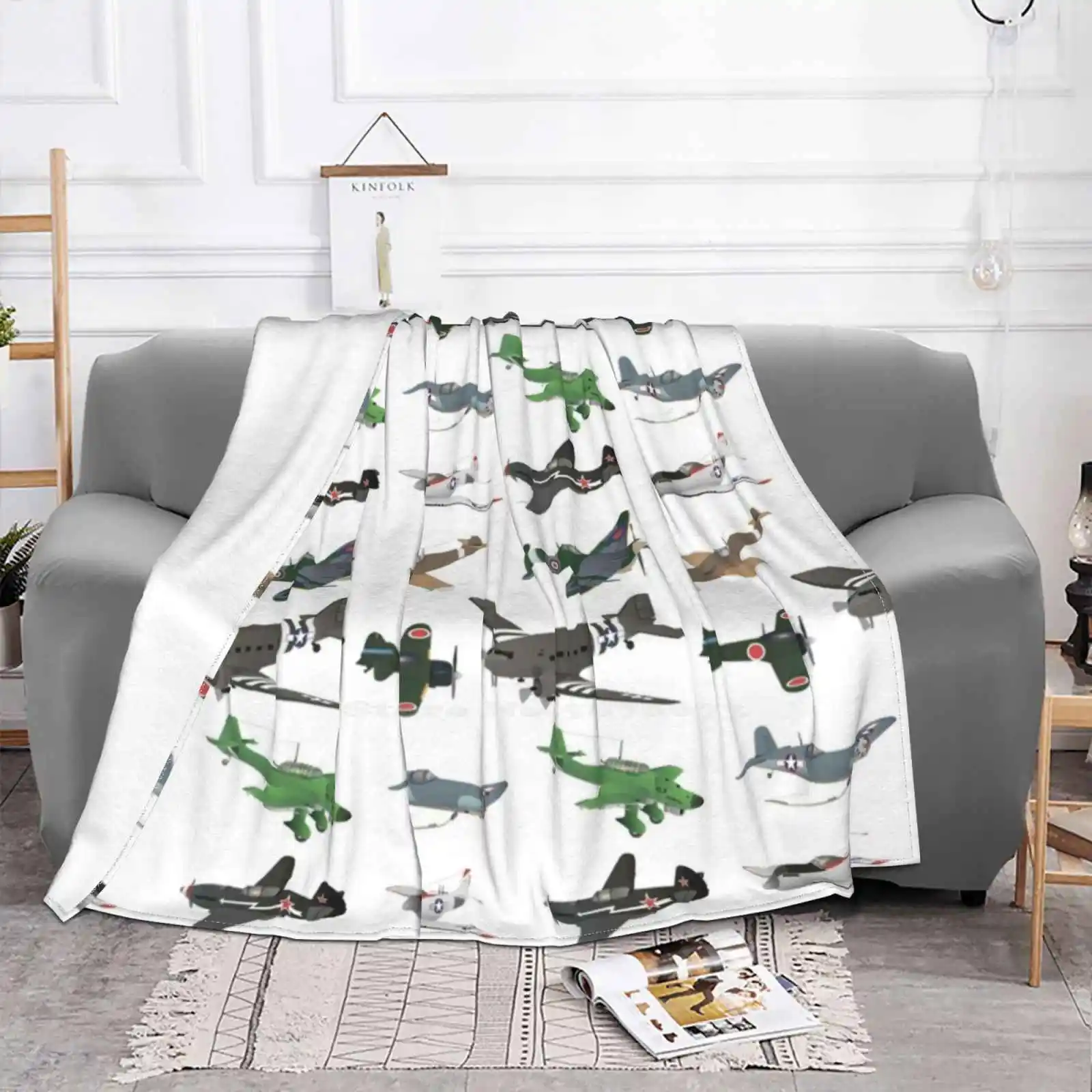 Multiple Ww2 Airplanes For Home Sofa Bed Camping Car Plane Travel Portable Blanket Pattern Transport Airplane Aviation Pilot