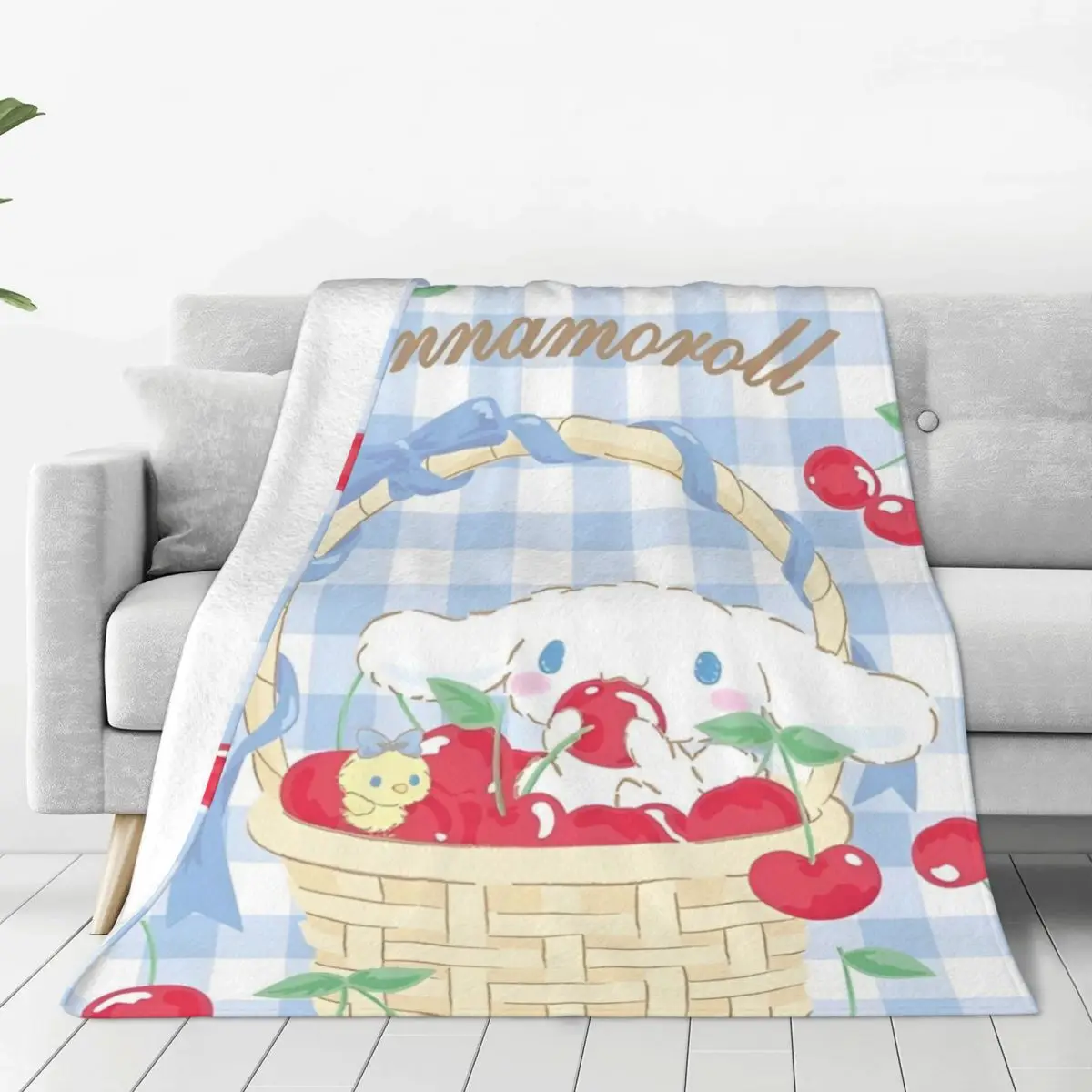 Sanrio Cinnamoroll Cartoon With Friends Blanket  For Outdoor Airplane Travel Flannel Bedspread Bed Cover