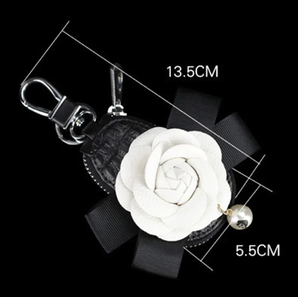 Car Key Case Camellia Storage Bag Bowknot With Pearl For Volkswagen Mercedes-Benz BMW Audi Buick Honda NissanToyota Girls Gift