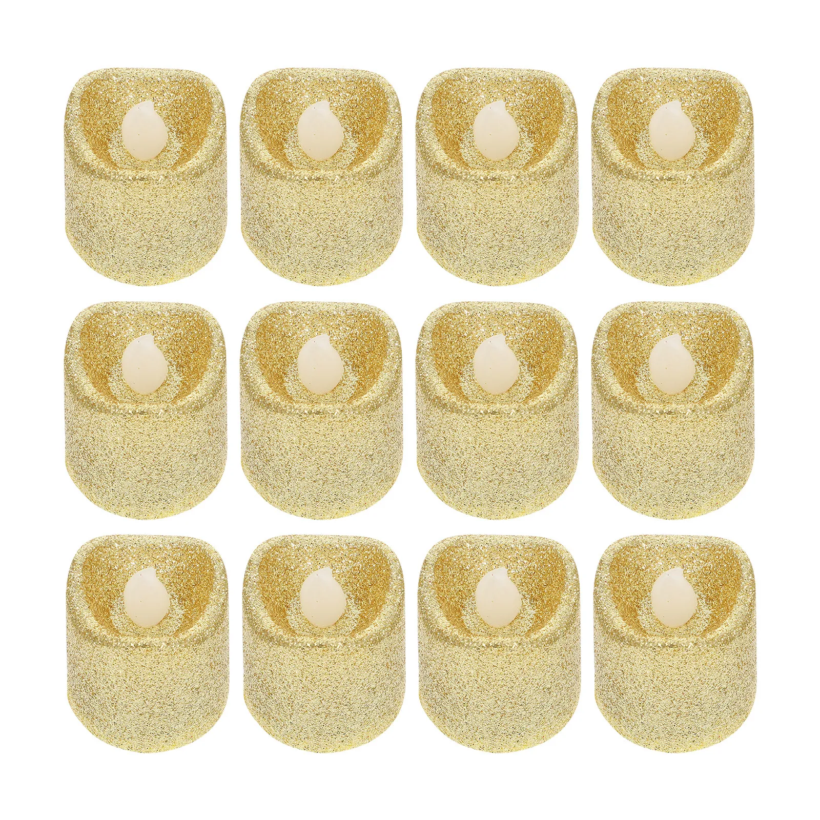 

24Pcs Wave Gold Glitter Flameless LED Lamp Decor Premium Material Elegant Artistic Home Decoration for Wedding Proposal