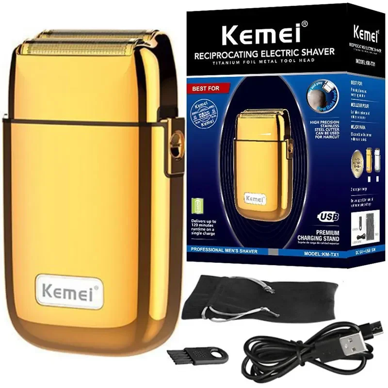 Kemei Tx1 All Metal Electric Shaver, Suitable for Men's Hair and Beard, Electric Shaver, Rechargeable