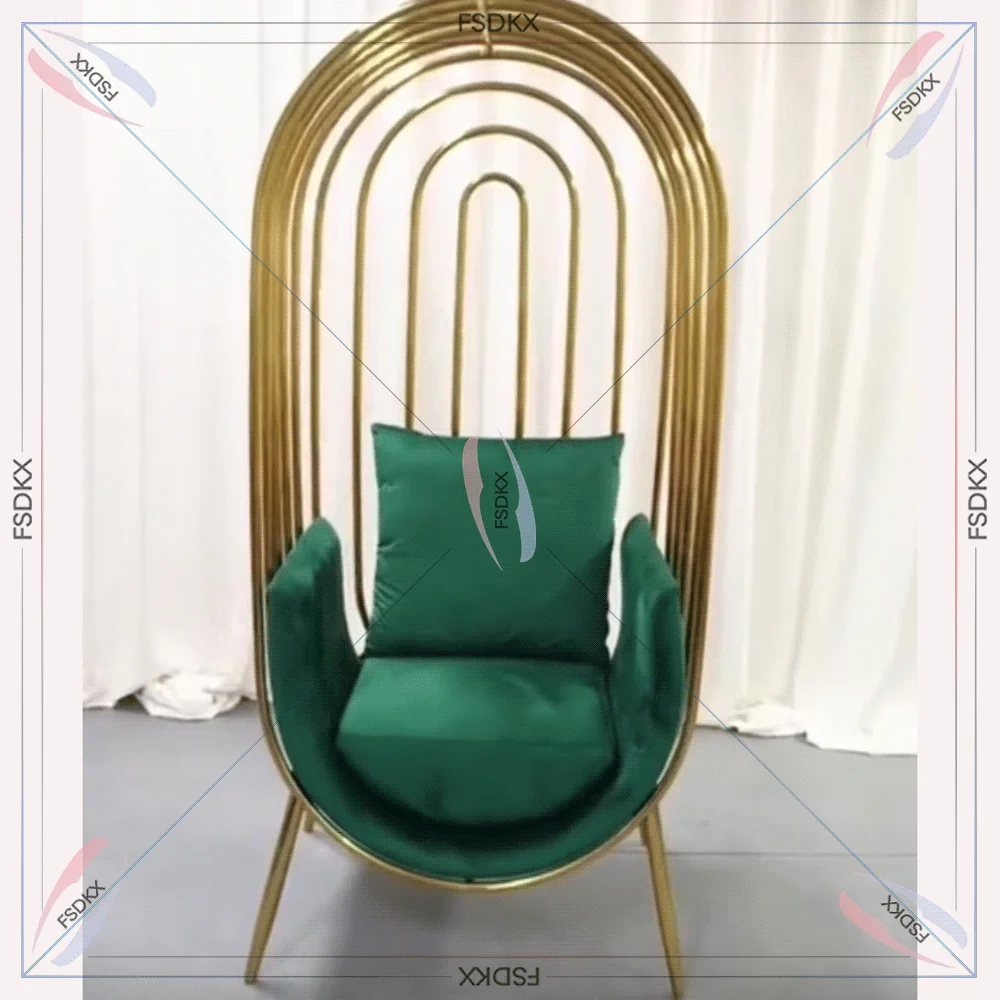 FSDKX Cage Shape Gold Stainless Steel Throne King Wedding Gold Bird Cage Chair For Wedding Event Banquet Dinning Hotel