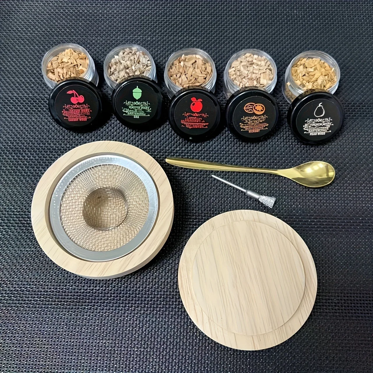 Glas-Top Smoker-Set mit 4 Holzchips für Whiskey-Getränke und Cocktail-Räuchern – Barkeeper-Zubehör, Geschenk für Männer – Detail 4