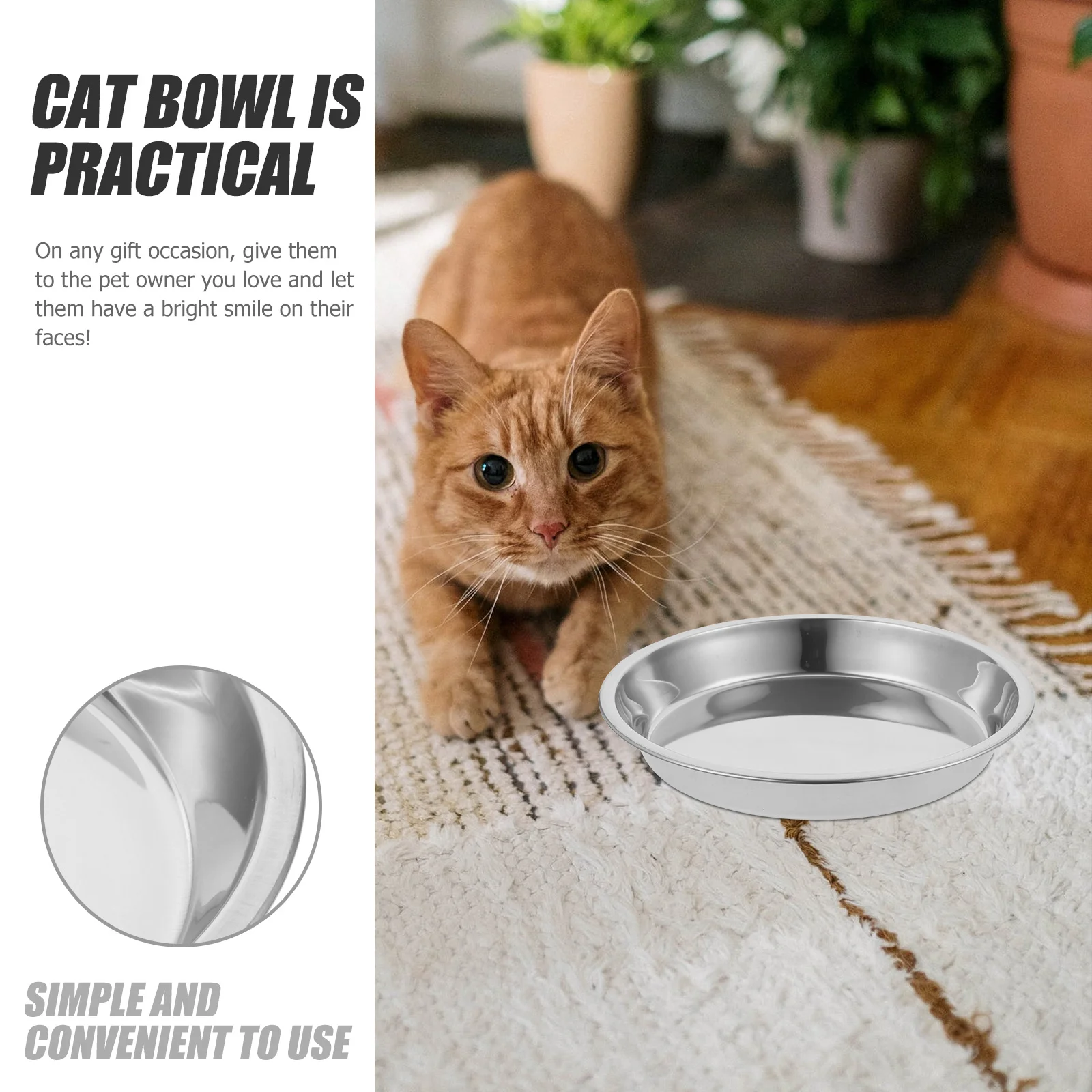 

4Pcs Stainless Steel Cat Bowls Safe Healthy Multi Function Pet Food Water Bowls for Kitten Home Use Metal Pet Basins