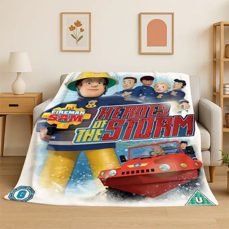 Brave Fireman Sam Child Cartoon Flannel Blanket,Ultra Soft Warm Plush Throw for Home Bedroom Bed Sofa Cover Office Camping gift