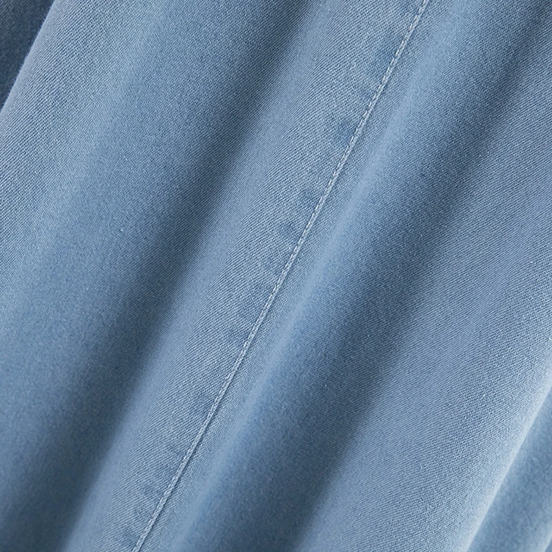 Spring Autumn Cotton Denim Skirt Women Casual Loose Elastic High Waist A-line Long Skirt