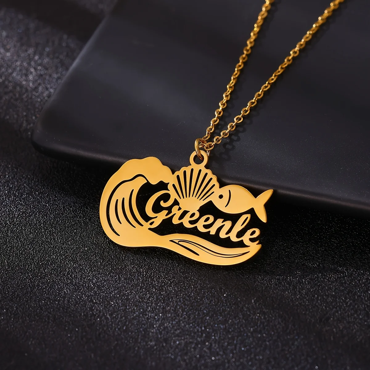 

Custom Wave Shell Name Necklace For Women Girls Stainless Steel Fashion Summer Party Personalization Jewelry Birthday Gifts