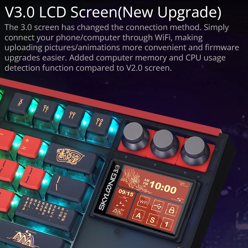 SKYLOONG GK87 Pro 3-Mode Wireless Mechanical Keyboard 8000hz Hot-Swappable 2-inch RGB Screen Custom Low latency Game Keyboard