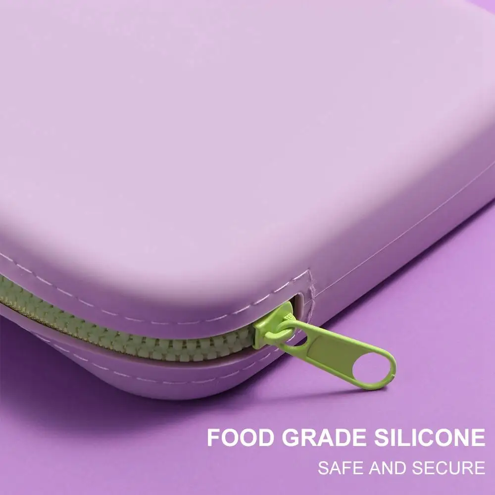 Cute Large Capacity Silicone Storage Bag Solid Color Contrasting Colors Square Cosmetic Bag Coin Money Bags Men