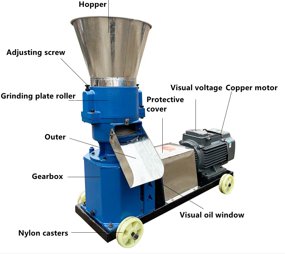 Semi Automatic Pellet Mill / Wood Pelletizer / Pellet Machinery for Animal Feeds Maker 120kgs Per Hour