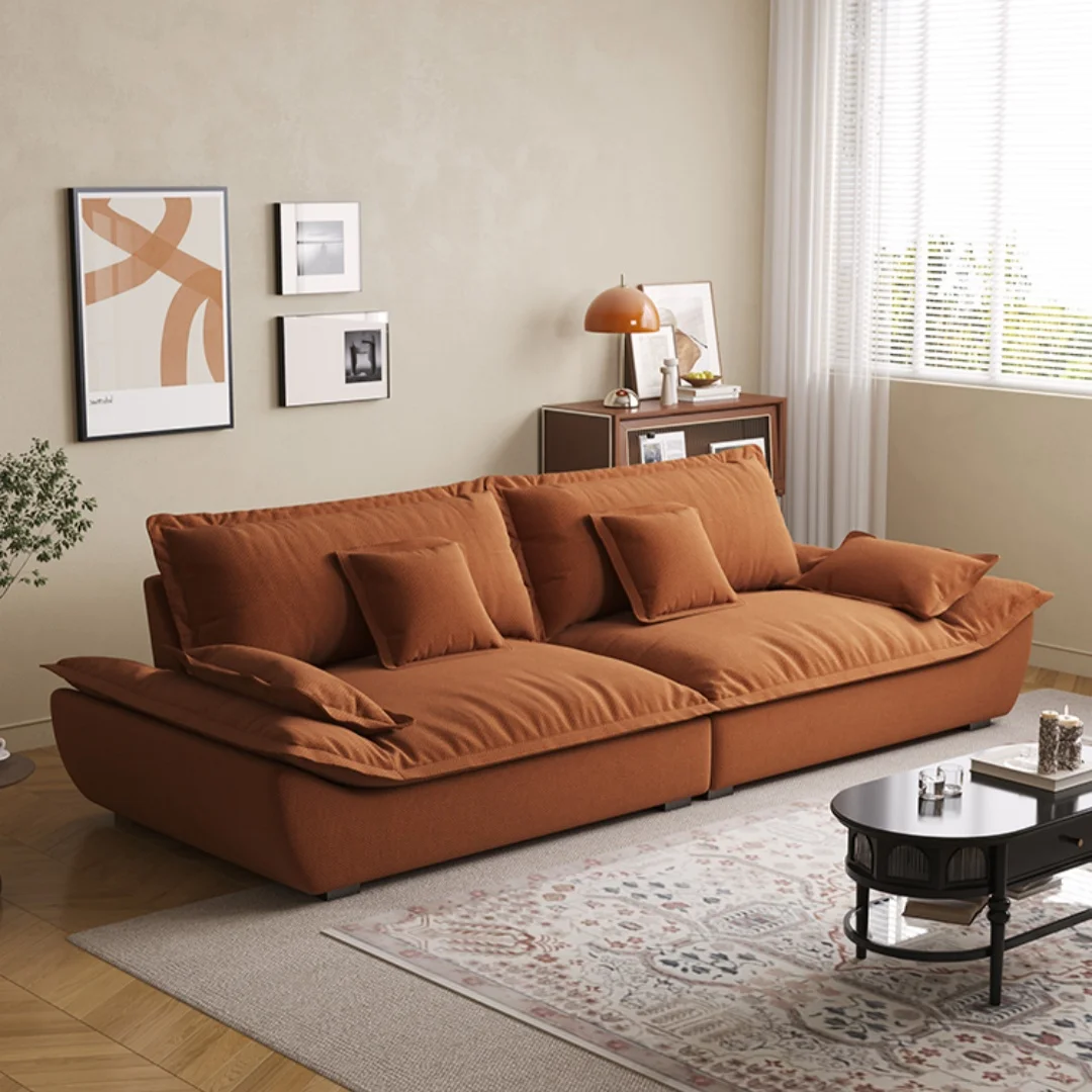 French Cream Style Deerskin Velvet Fabric Sponge Modern Design Sailboat Sofa Extra Wide Sitting Depth for Living Room