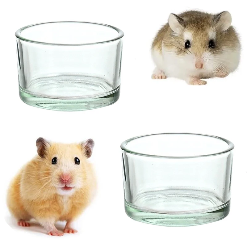 Hamster Food Bowl Transparent Glass Dish Hamster Feeding Dish and Water Bowl Small Pets Feeder Pet Supplies