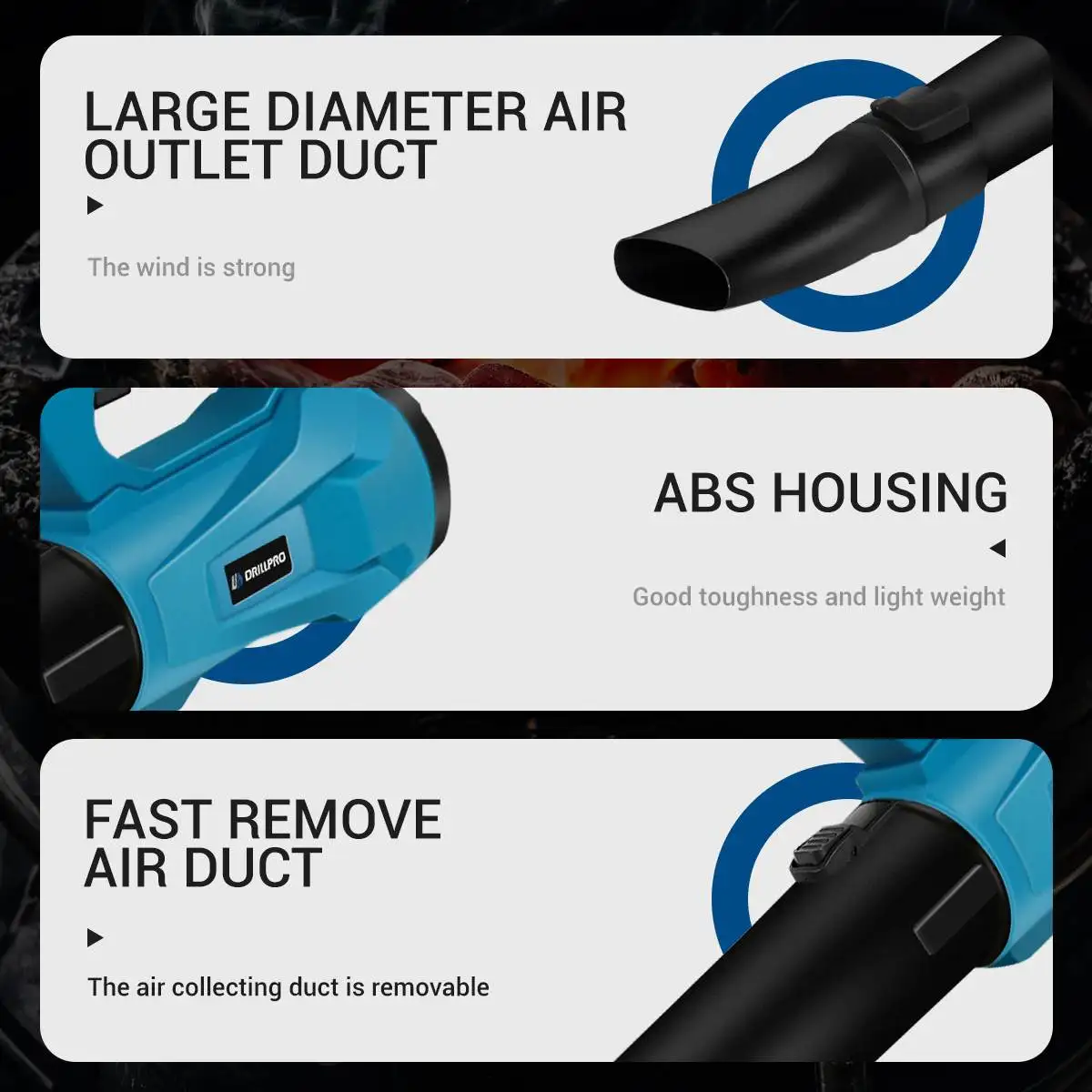 Drillpro 2000W Electric Air Blower Cordless for Makita 18V Battery Leaf Blower Electric Dust Snow Blower Garden Power Tool