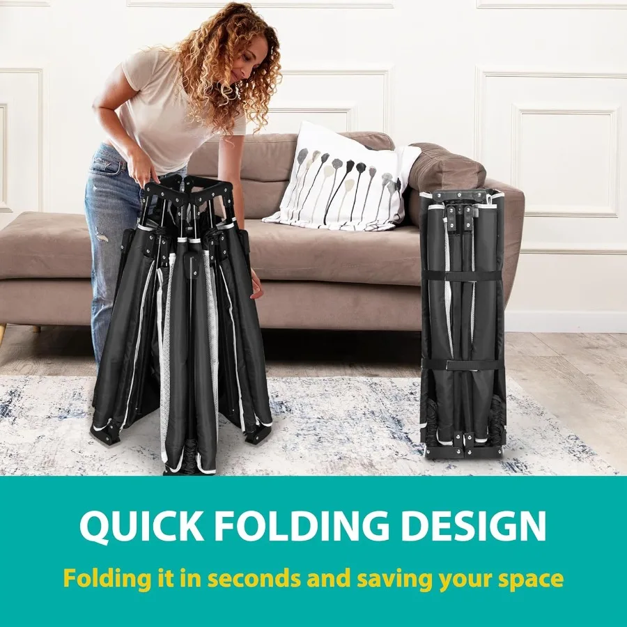 روضة أطفال قابلة للطي للأطفال الصغار مقاس 71 × 59 بوصة قلم لعب محمول قابل للطي مع مقودين داخليًا وخارجيًا #2