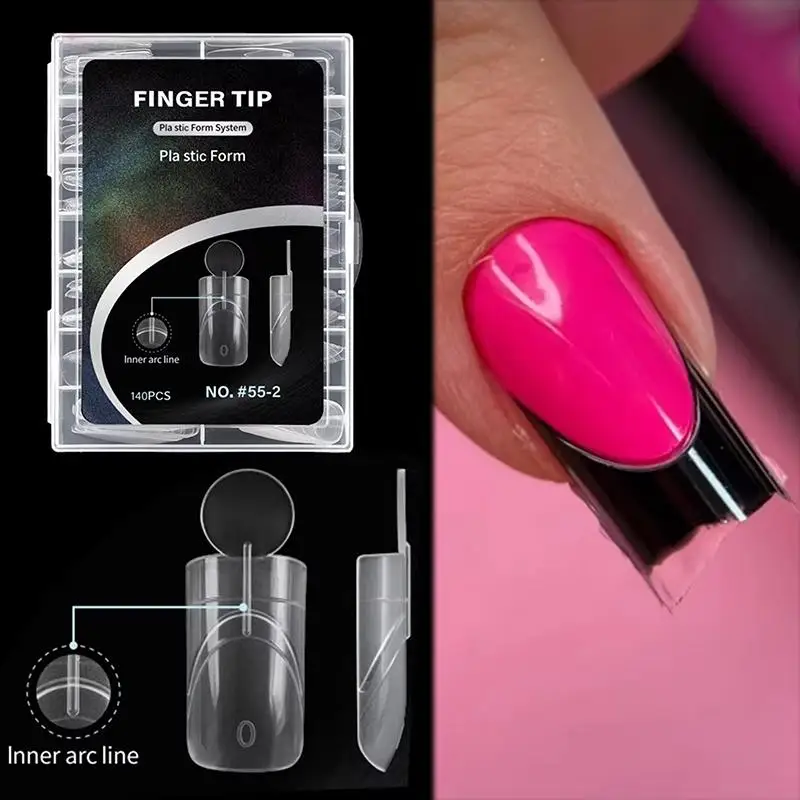 New#140Pcs Sandwich Nail Dual Forms Reusable Mixed 14 Size Short Oval Square Top & Bottom Nail Mold For Builder Extension