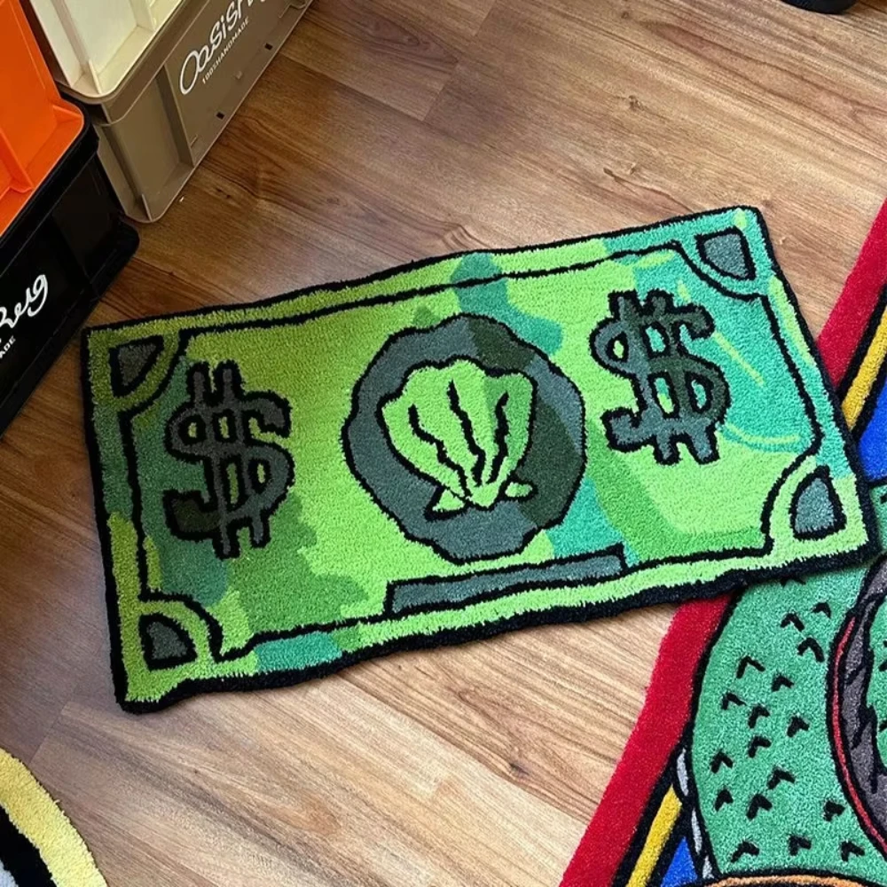 VIKAMA SpongeBob Krabby Dollar-förmiger Teppich, Weiche Flauschige Rutschfeste Bodenmatte für Schlafzimmer, Wohnzimmer & Spielzimmer
