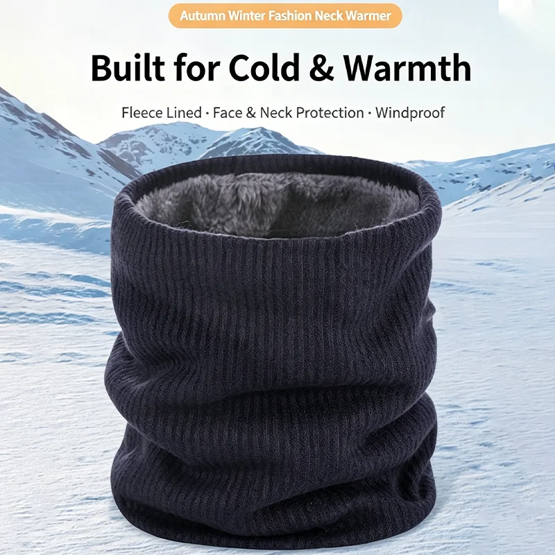 1/2/3 PCS Winter Plush Warm Neck Scarf Knitted Thermal Thickened Riding Neck Gaiter Soft Windproof Skating Cycling Neck Tube