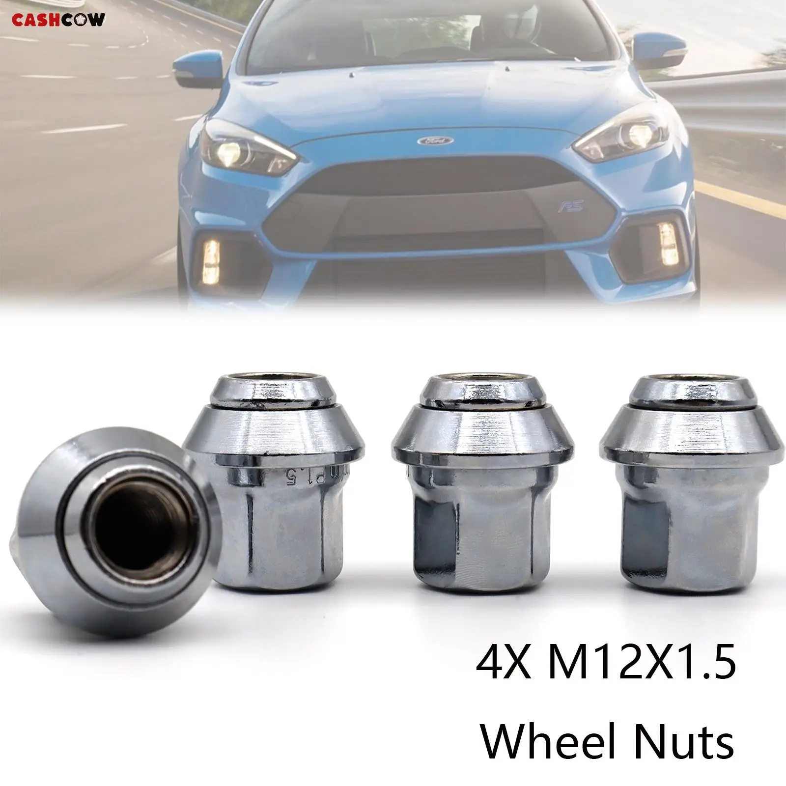 4X For Ford Fiesta Focus B-Max Grand C-Max KA Fusion Mondeo Streetka Car Alloy Wheel Nuts M12X1.5 19mm Hex Car Bolts Accessories