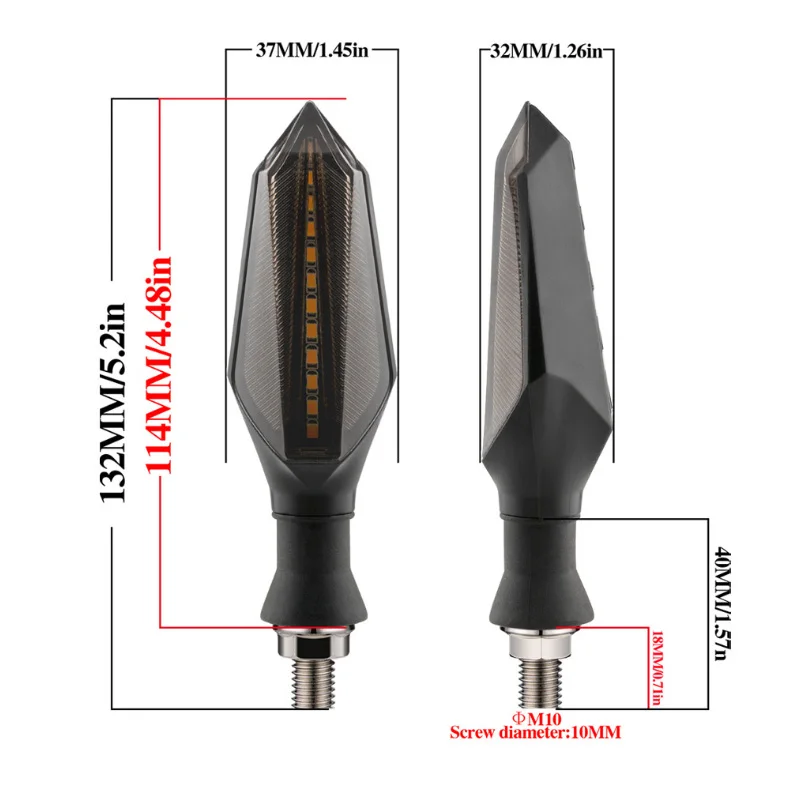 Motorcycle Turn Signals Light Blinker Lamp 10mm Arrow LED Turn Signal Lamp 12V 17LED Sequential Flowing Flash Indicator Lights