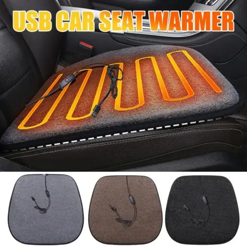 USB Car Seat Heater Cushion 5V 12W Fast Heat Winter Plush Pad Warming Vehicle Seat Cover for Drivers in Cold Climate