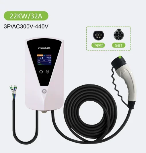 Ev Charger Type 2 Ev Fast Vehicle Charging Stations Adapter 32a 7kw 22kw Electric Car Charger With App Control