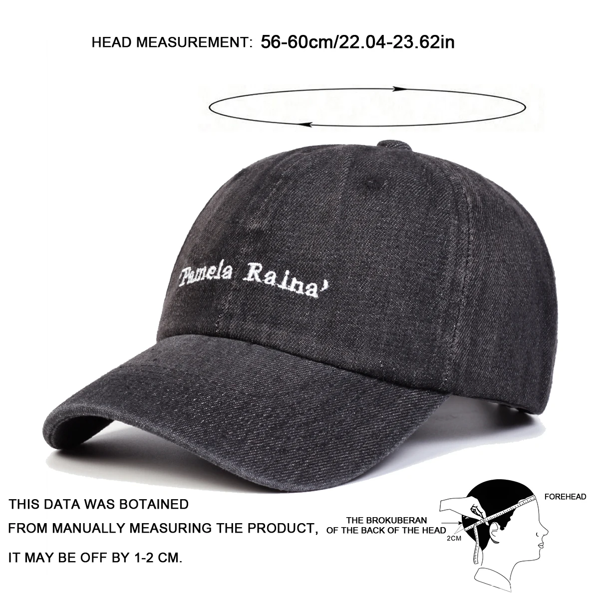 Unisex Pamela Raina Letter Embroidery Wash Baseball Caps Adjustable Casual Hats Spring and Autumn Outdoor Sunscreen Hat image 6