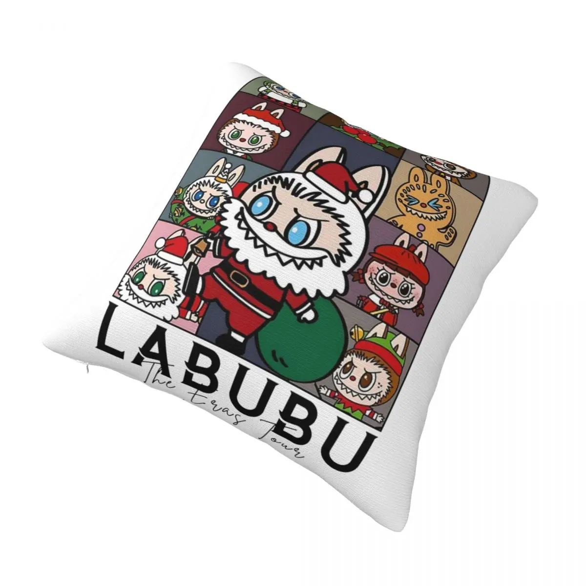 Labubu Cute Christmas Santa Pop Mart Popmart Pillowcases Merch Soft Cushion Cover Pillow Covers Car Decorations Zippered