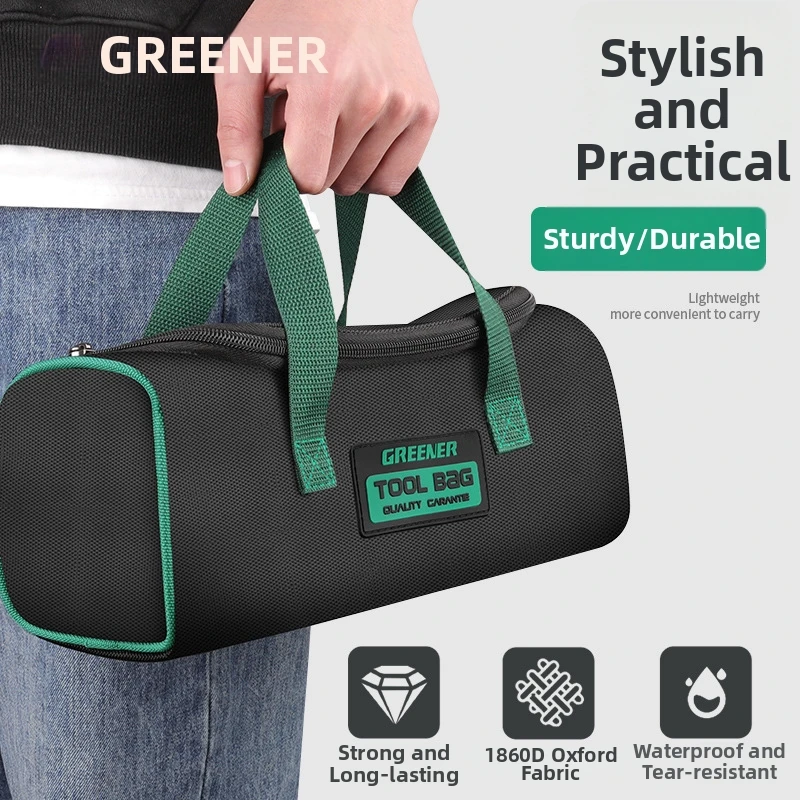 GREENER Canvas Tool Bag Portable Electrician Tool Organizer Heavy Duty Thickened Storage Bag for Woodworking Repair Hand Tool