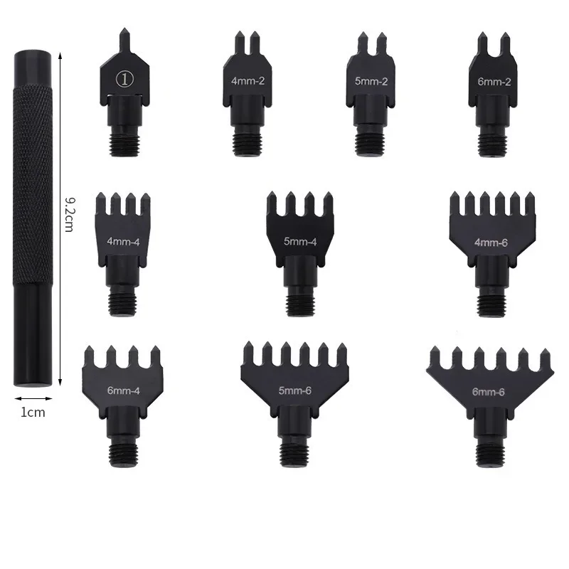 Diamond Leather Punch Set 4 5 6mm Interchangeable Heads Stitching Chisel Kit with 1 2 4 6 Prongs for DIY Leather Craft Sewing