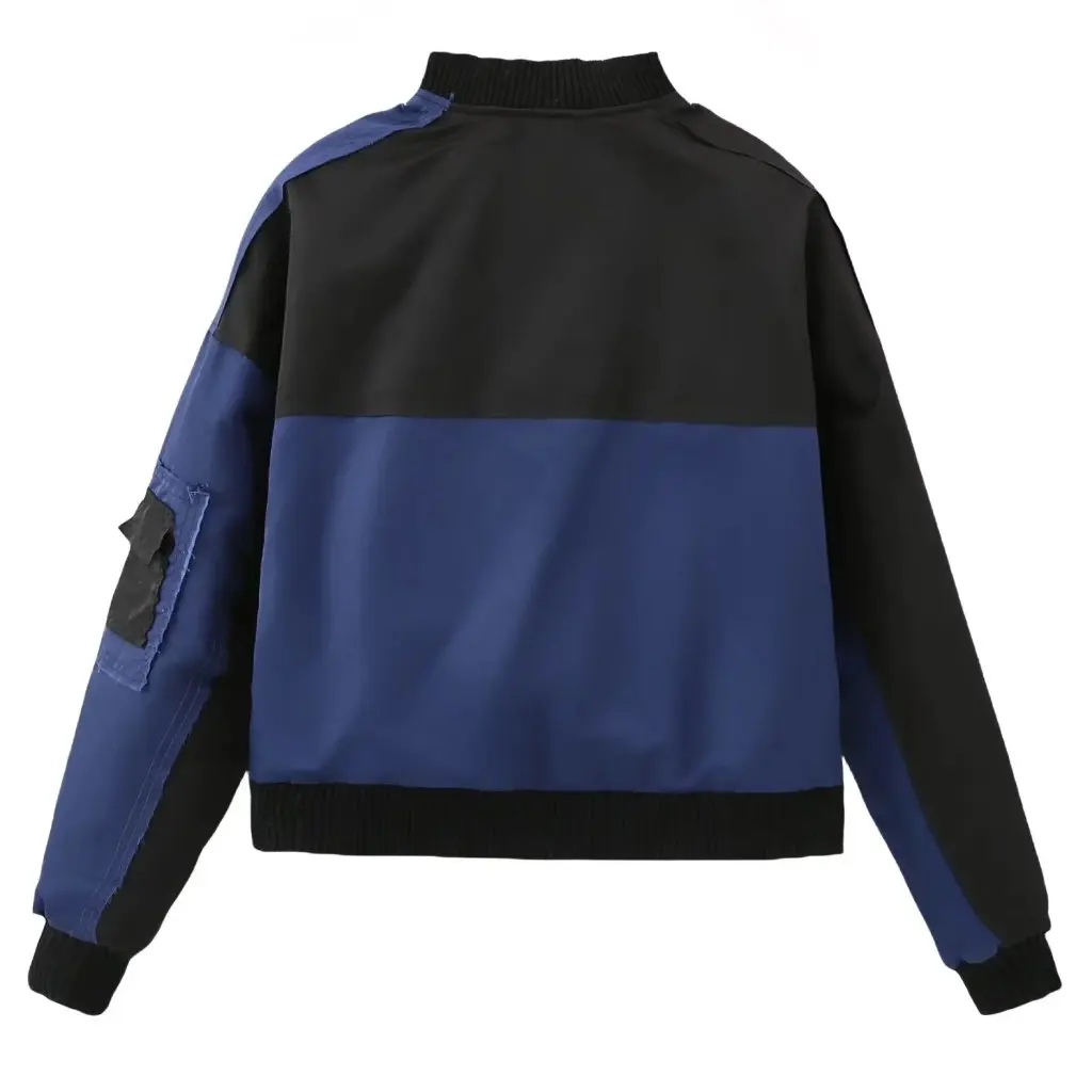 

Women's American Retro Patchwork Baseball Jacket Autumn Winter Aviator Collar Color Match Hot Girl Cotton Jacket