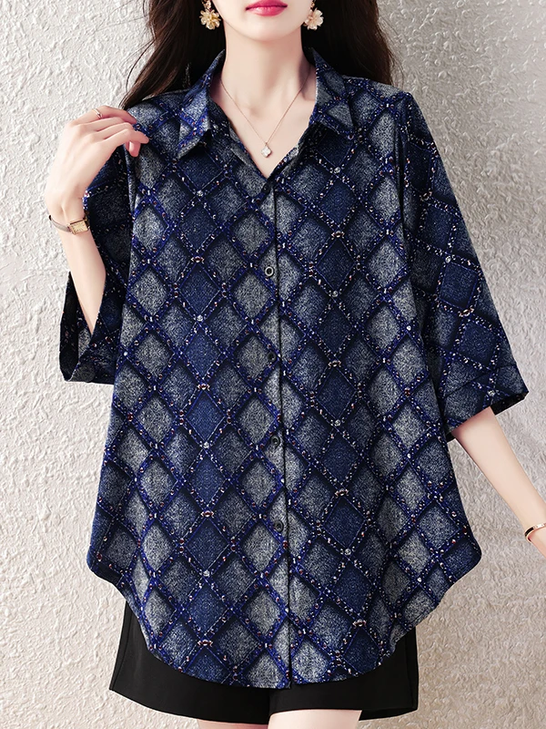 

Summer 2026 plus Size Fashionable Shirt Versatile Women's Clothing Meat Concealing Slimming Top Quality Fabric Long Sleeve Bu...